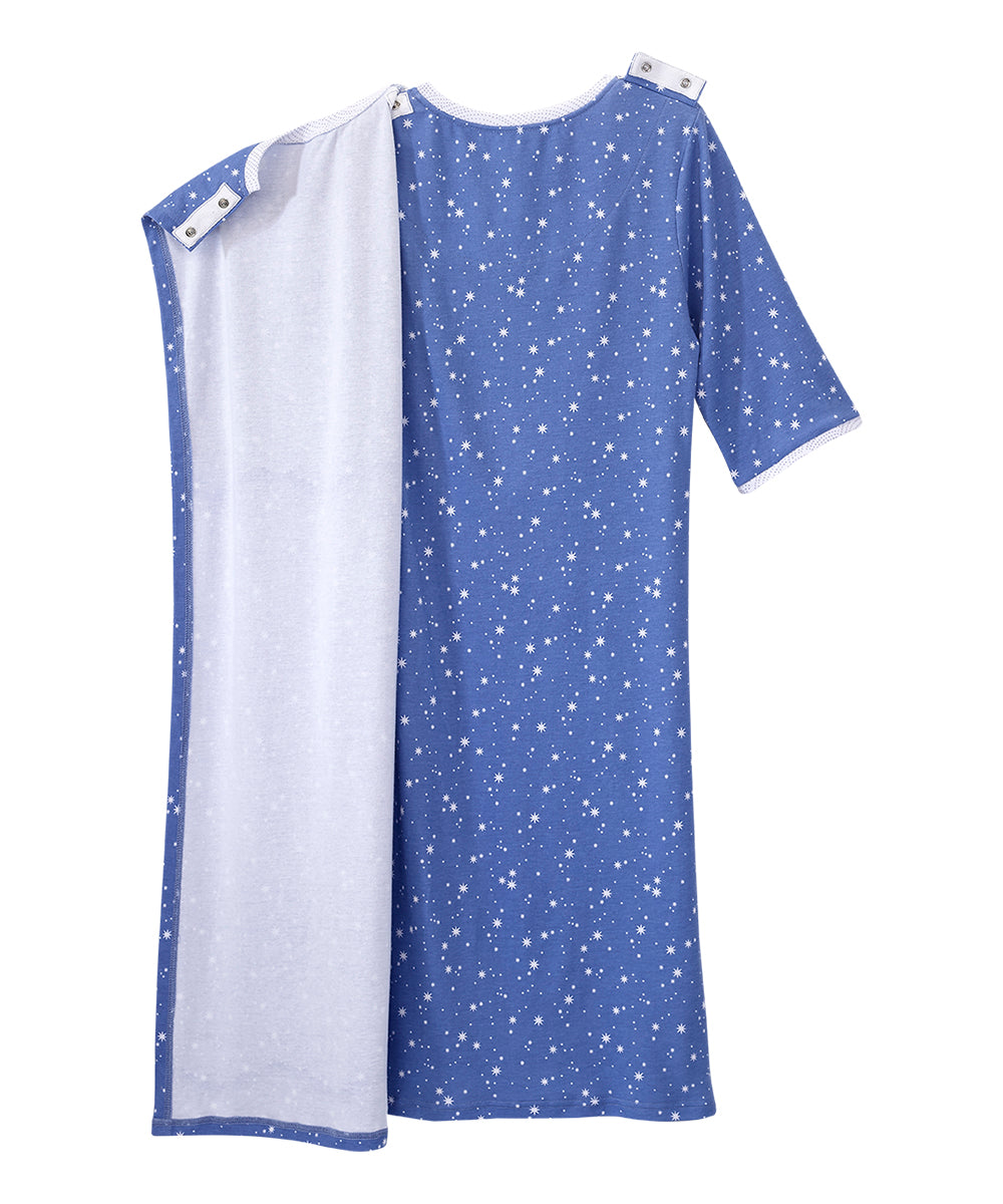 Open Back Knit Nightgown with Lace Trim