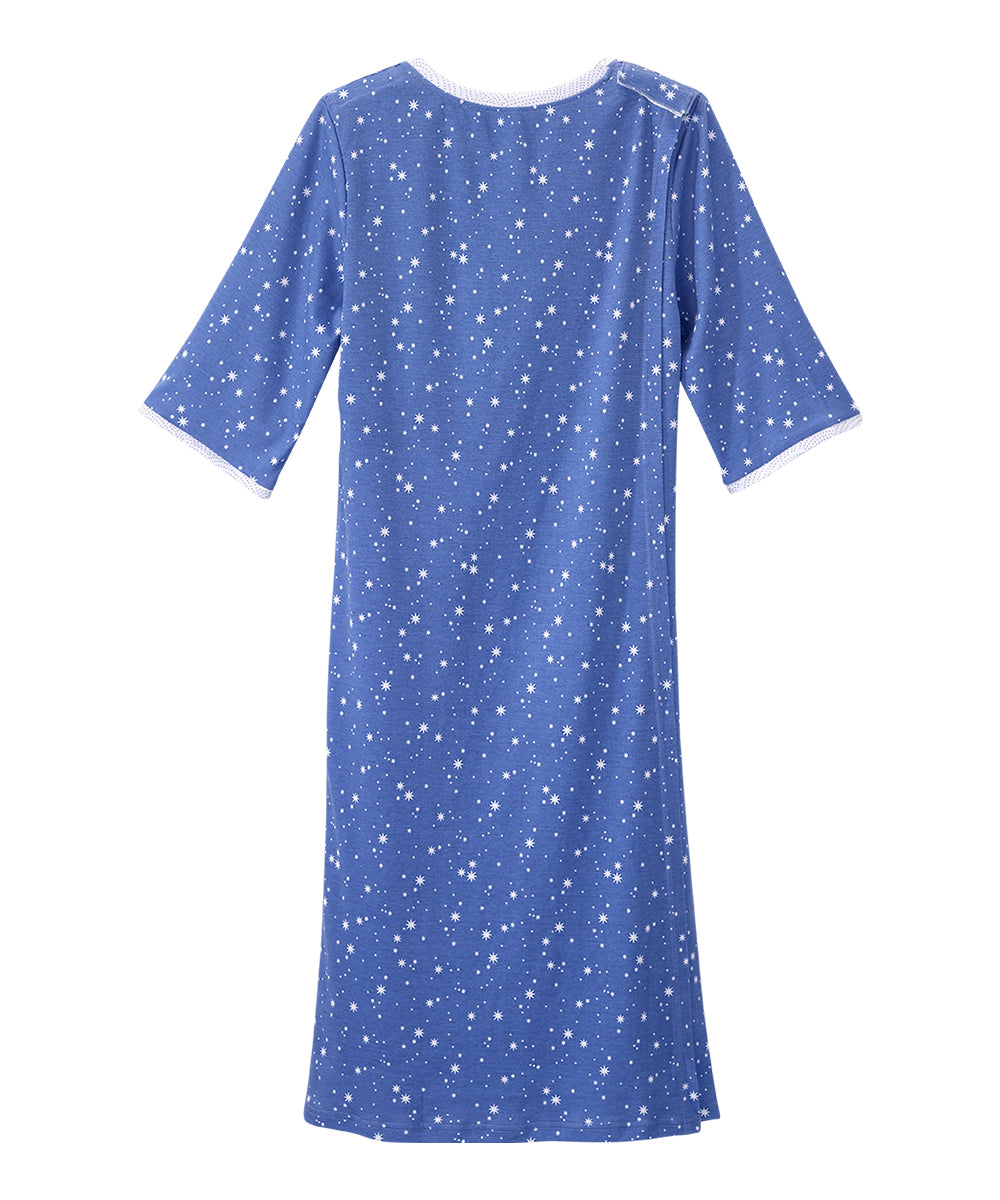 Open Back Knit Nightgown with Lace Trim