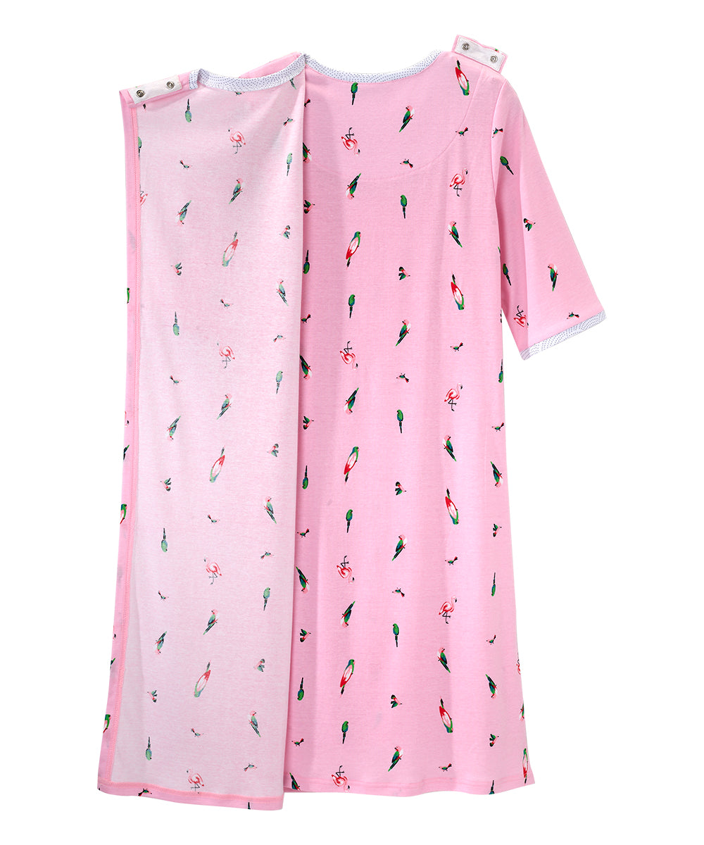 Open Back Knit Nightgown with Lace Trim