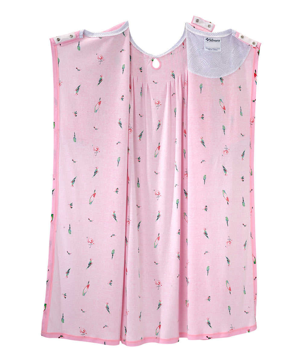 Open Back Knit Nightgown with Lace Trim