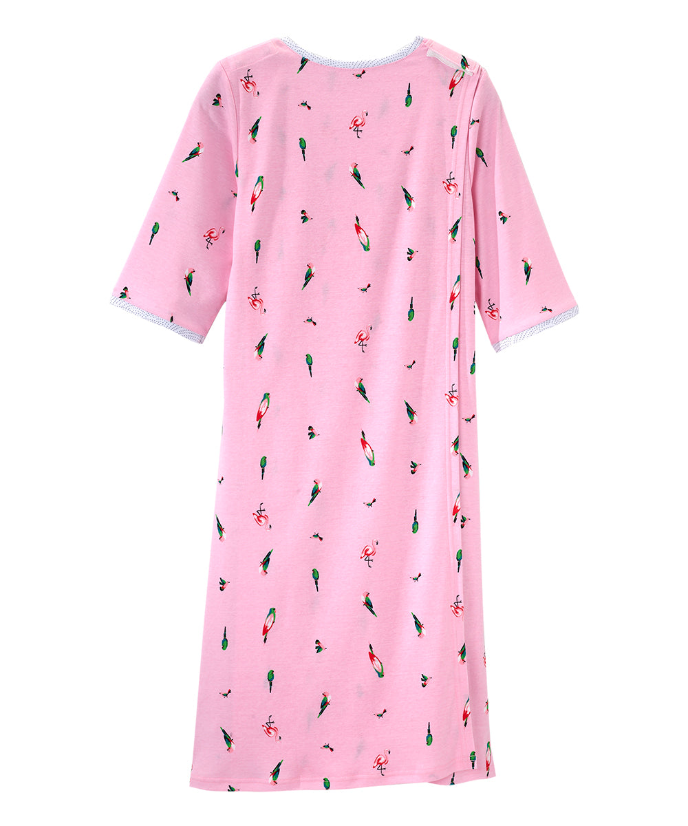 Open Back Knit Nightgown with Lace Trim
