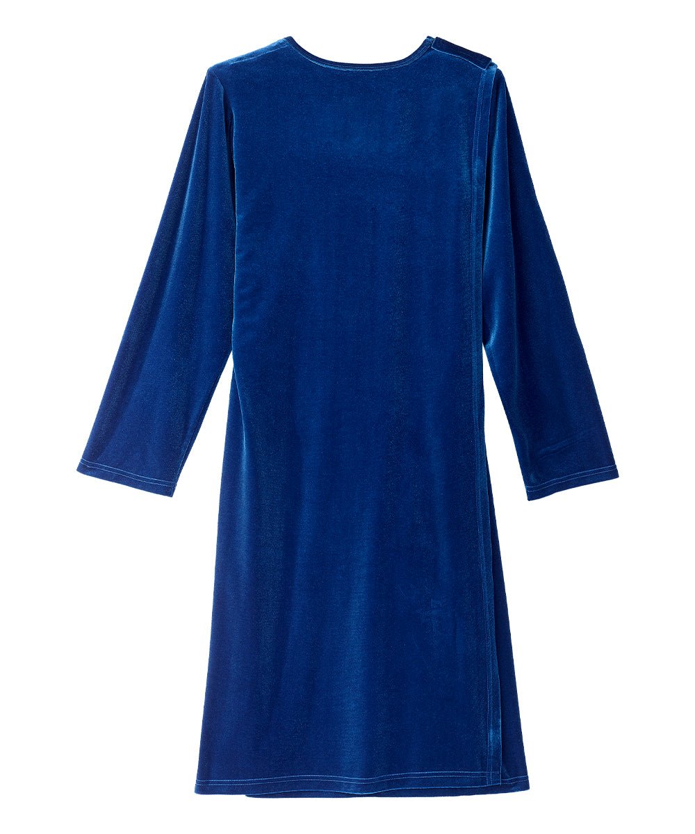 Women's Open Back Velvet Dress Royal Blue