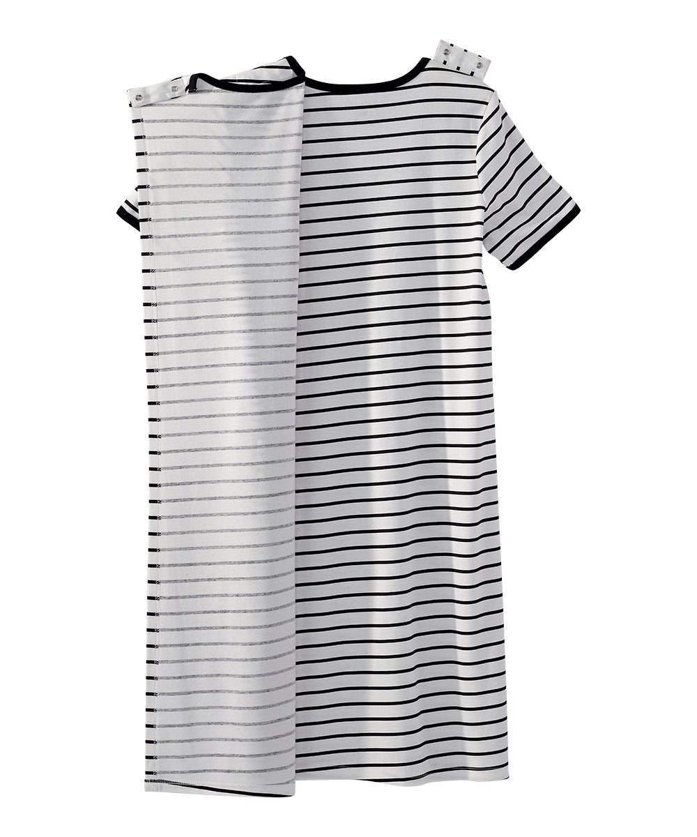 Women's T-Shirt Dress with Open Back 3XL / Black and White Stripes Women's T-Shirt Dress with Open Back 3XL / Black and White Stripes