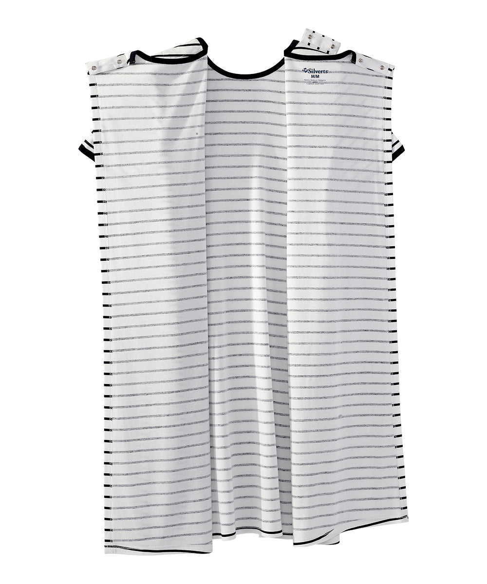 Women's T-Shirt Dress with Open Back 3XL / Black and White Stripes Women's T-Shirt Dress with Open Back 3XL / Black and White Stripes