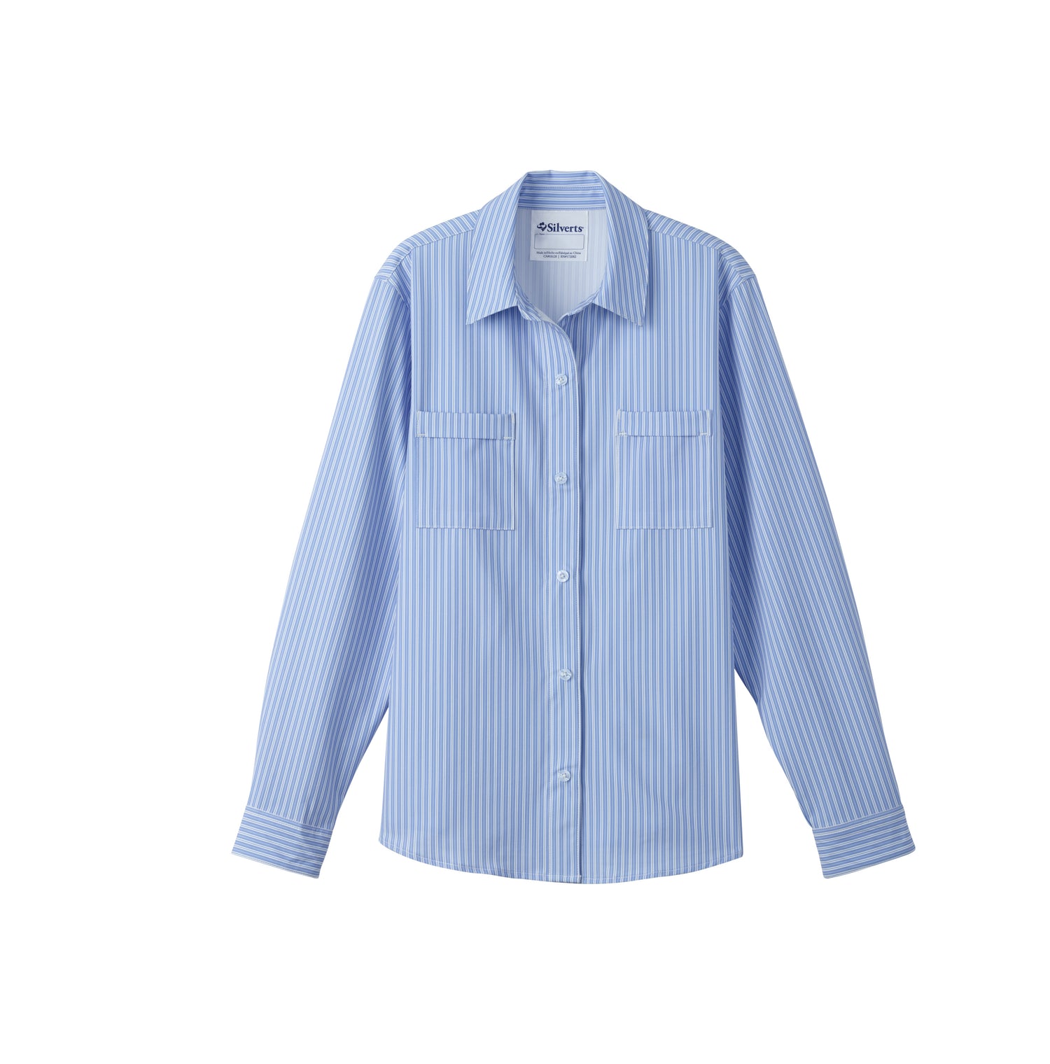 Blue striped shirt on a white background