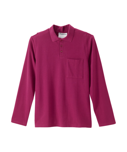 Men's Adaptive Open Back Polo Shirt with Long Sleeves