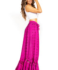 Sakkas Ivy Second Women's Maxi Boho Elastic Waist Embroidered A Line Long Skirt