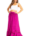 Sakkas Ivy Second Women's Maxi Boho Elastic Waist Embroidered A Line Long Skirt
