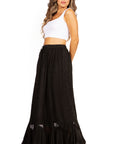Sakkas Ivy Second Women's Maxi Boho Elastic Waist Embroidered A Line Long Skirt