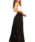 Sakkas Ivy Second Women's Maxi Boho Elastic Waist Embroidered A Line Long Skirt