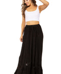 Sakkas Ivy Second Women's Maxi Boho Elastic Waist Embroidered A Line Long Skirt