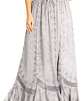 Sakkas Ivy Second Women's Maxi Boho Elastic Waist Embroidered A Line Long Skirt