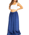 Sakkas Ivy Second Women's Maxi Boho Elastic Waist Embroidered A Line Long Skirt
