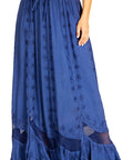 Sakkas Ivy Second Women's Maxi Boho Elastic Waist Embroidered A Line Long Skirt