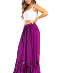 Sakkas Ivy Second Women's Maxi Boho Elastic Waist Embroidered A Line Long Skirt
