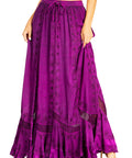Sakkas Ivy Second Women's Maxi Boho Elastic Waist Embroidered A Line Long Skirt