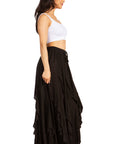Sakkas Nova Womens Bohemian Stonewashed Rayon Asymmetrical Hem Maxi Swing Skirt