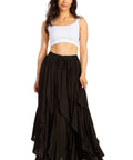 Sakkas Nova Womens Bohemian Stonewashed Rayon Asymmetrical Hem Maxi Swing Skirt