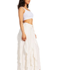 Sakkas Nova Womens Bohemian Stonewashed Rayon Asymmetrical Hem Maxi Swing Skirt