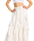 Sakkas Nova Womens Bohemian Stonewashed Rayon Asymmetrical Hem Maxi Swing Skirt