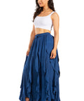 Sakkas Nova Womens Bohemian Stonewashed Rayon Asymmetrical Hem Maxi Swing Skirt