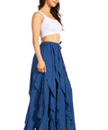 Sakkas Nova Womens Bohemian Stonewashed Rayon Asymmetrical Hem Maxi Swing Skirt