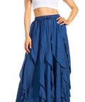 Sakkas Nova Womens Bohemian Stonewashed Rayon Asymmetrical Hem Maxi Swing Skirt