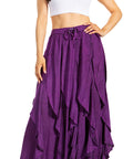Sakkas Nova Womens Bohemian Stonewashed Rayon Asymmetrical Hem Maxi Swing Skirt