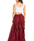 Sakkas Nova Womens Bohemian Stonewashed Rayon Asymmetrical Hem Maxi Swing Skirt
