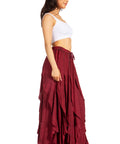 Sakkas Nova Womens Bohemian Stonewashed Rayon Asymmetrical Hem Maxi Swing Skirt
