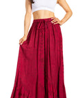 Sakkas Ahaana Women Renaissance Boho Rayon Maxi Embroidered Paneled Summer Skirt