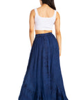 Sakkas Ahaana Women Renaissance Boho Rayon Maxi Embroidered Paneled Summer Skirt