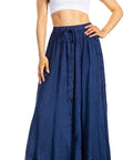 Sakkas Ahaana Women Renaissance Boho Rayon Maxi Embroidered Paneled Summer Skirt