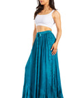 Sakkas Ahaana Women Renaissance Boho Rayon Maxi Embroidered Paneled Summer Skirt