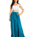 Sakkas Ahaana Women Renaissance Boho Rayon Maxi Embroidered Paneled Summer Skirt