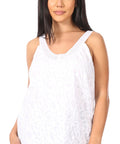 Sakkas Soffe Women's Casual Summer  Sleeveless Floral Cotton Tank Top Blouse Light
