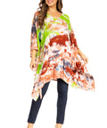 Sakkas Adalwin Second TieDye Desert Sun Circle Ponch Tunic Top Blouse W/Embroidery