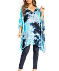 Sakkas Adalwin Second TieDye Desert Sun Circle Ponch Tunic Top Blouse W/Embroidery