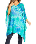 Sakkas Adalwin Second TieDye Desert Sun Circle Ponch Tunic Top Blouse W/Embroidery