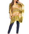 Sakkas Adalwin Second TieDye Desert Sun Circle Ponch Tunic Top Blouse W/Embroidery