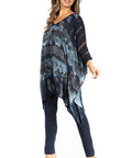 Sakkas Adalwin Second TieDye Desert Sun Circle Ponch Tunic Top Blouse W/Embroidery