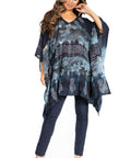 Sakkas Adalwin Second TieDye Desert Sun Circle Ponch Tunic Top Blouse W/Embroidery