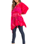 Sakkas Adalwin Second TieDye Desert Sun Circle Ponch Tunic Top Blouse W/Embroidery