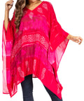 Sakkas Adalwin Second TieDye Desert Sun Circle Ponch Tunic Top Blouse W/Embroidery