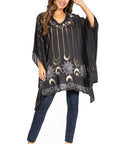 Sakkas Adalwin Third Tie Dye Desert Sun Circle Ponch Tunic Top Blouse W/Embroidery