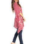 Sakkas Adalwin Third Tie Dye Desert Sun Circle Ponch Tunic Top Blouse W/Embroidery