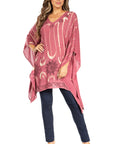 Sakkas Adalwin Third Tie Dye Desert Sun Circle Ponch Tunic Top Blouse W/Embroidery