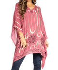 Sakkas Adalwin Third Tie Dye Desert Sun Circle Ponch Tunic Top Blouse W/Embroidery