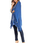 Sakkas Adalwin Third Tie Dye Desert Sun Circle Ponch Tunic Top Blouse W/Embroidery