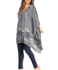 Sakkas Adalwin Third Tie Dye Desert Sun Circle Ponch Tunic Top Blouse W/Embroidery